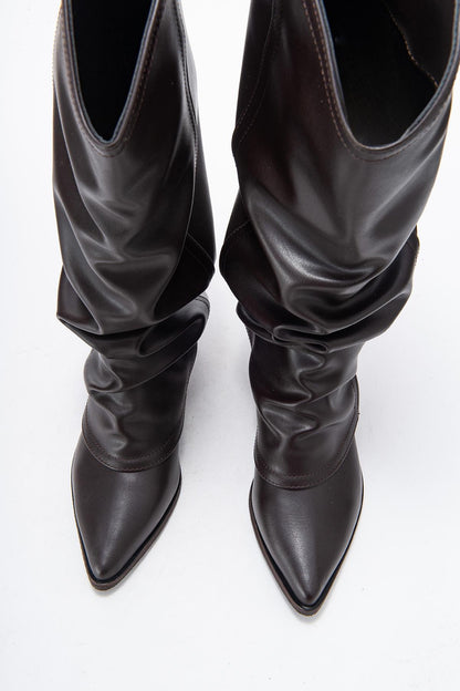Elaris - Brown Block Heel Knee High Boot (Women)