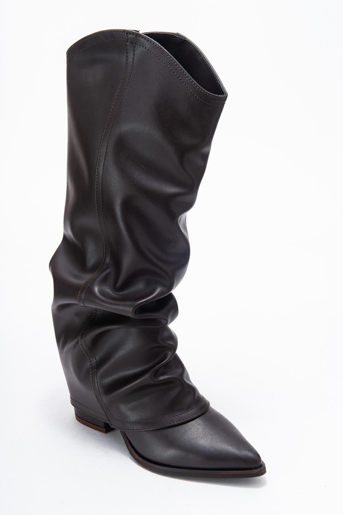 Elaris - Brown Block Heel Knee High Boot (Women)