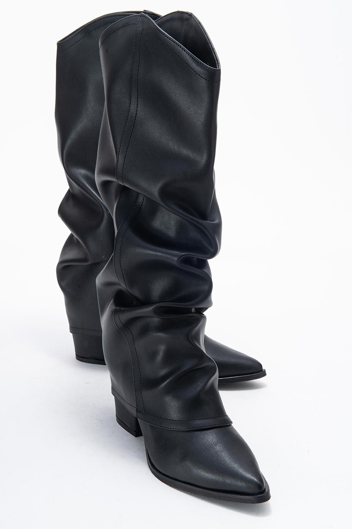 Elaris - Black Block Heel Knee High Boot (Women)