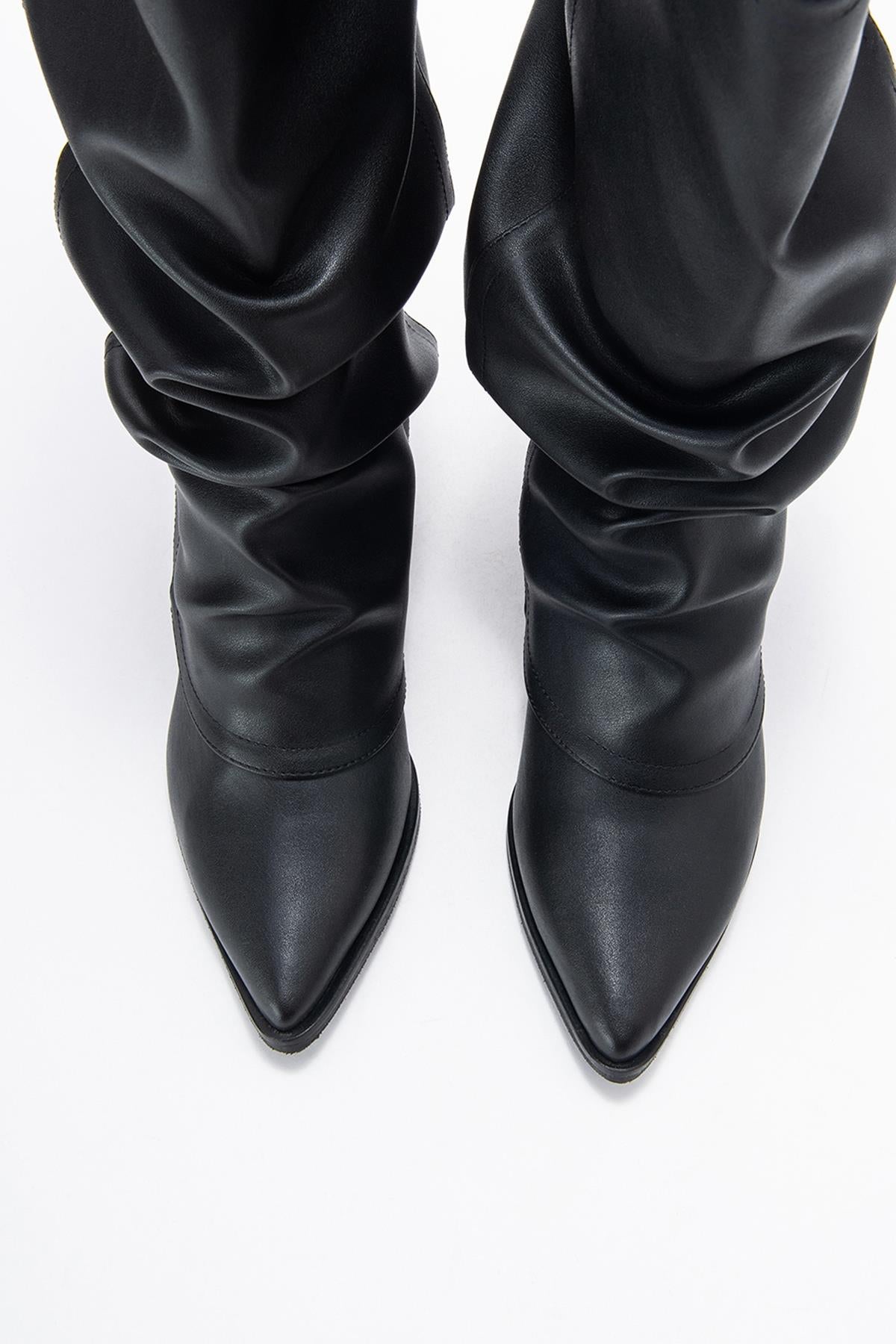 Elaris - Black Block Heel Knee High Boot (Women)