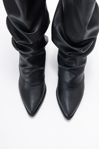 Elaris - Black Block Heel Knee High Boot (Women)