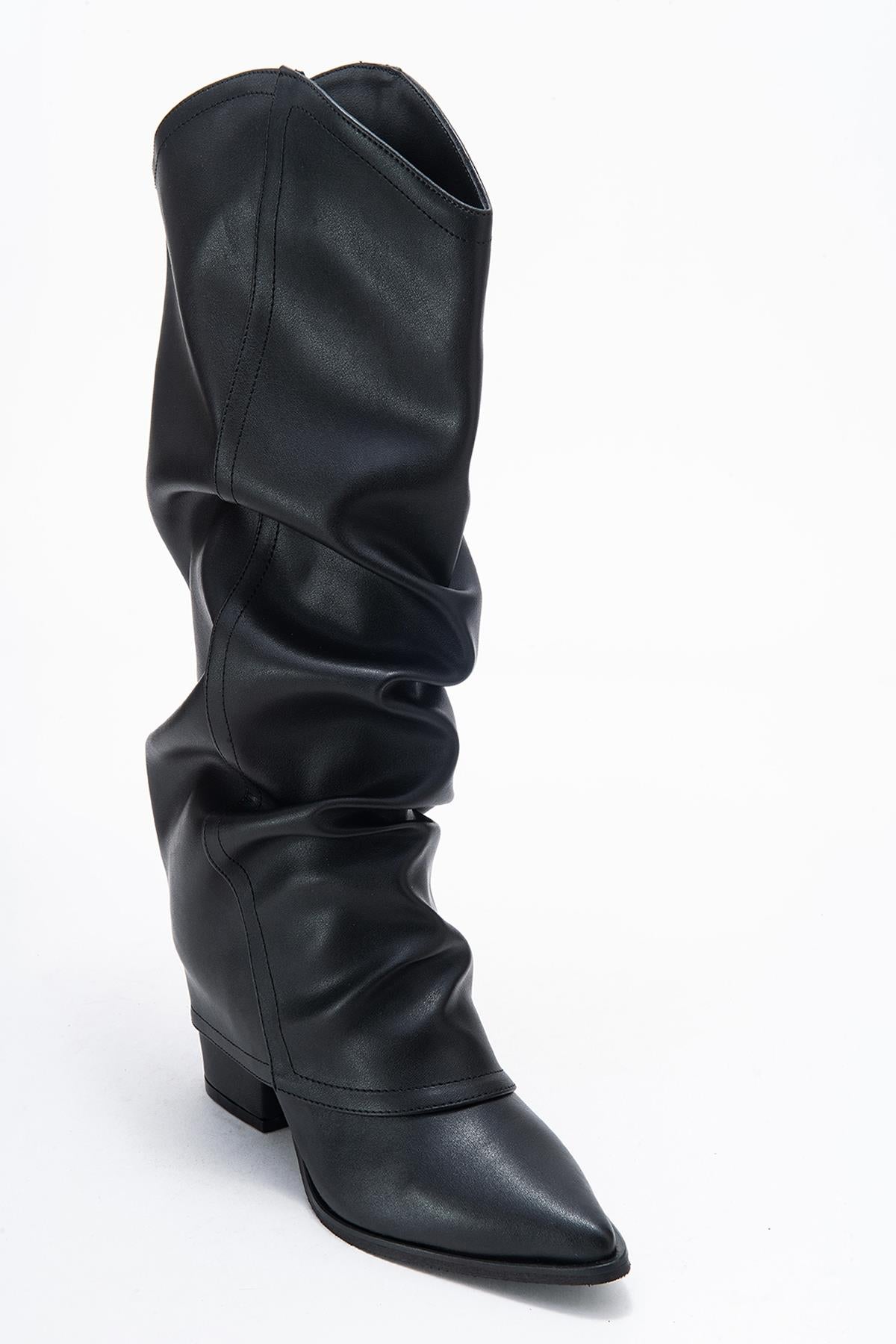 Elaris - Black Block Heel Knee High Boot (Women)