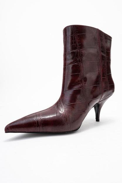 Brivelle - Bota estampada burdeos de punta fina (Mujer)