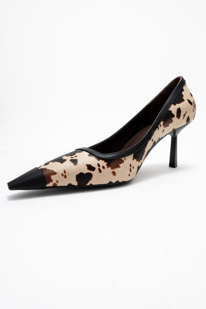 Rona - Zapatos de tacón de punta fina con patrón de beige y negro (mujer)