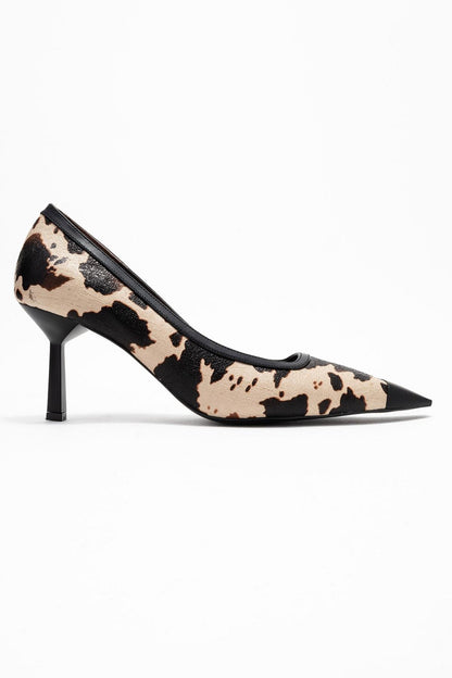 Rona - Zapatos de tacón de punta fina con patrón de beige y negro (mujer)