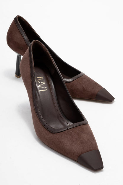 Rona - Zapatos de tacón de ante marrón con punta (Mujer)
