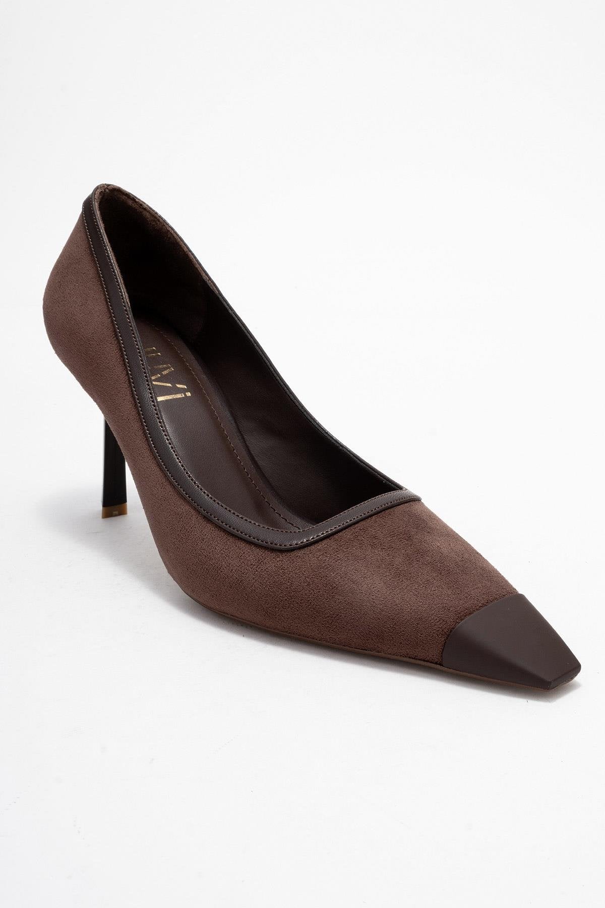 Rona - Zapatos de tacón de ante marrón con punta (Mujer)