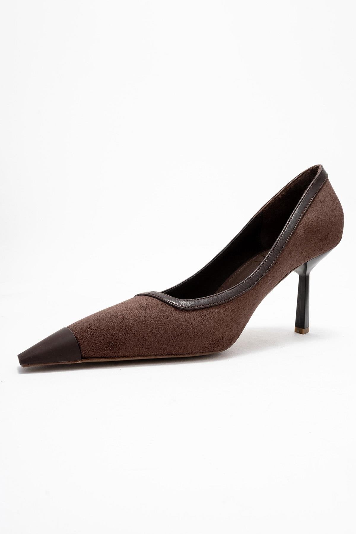 Rona - Zapatos de tacón de ante marrón con punta (Mujer)