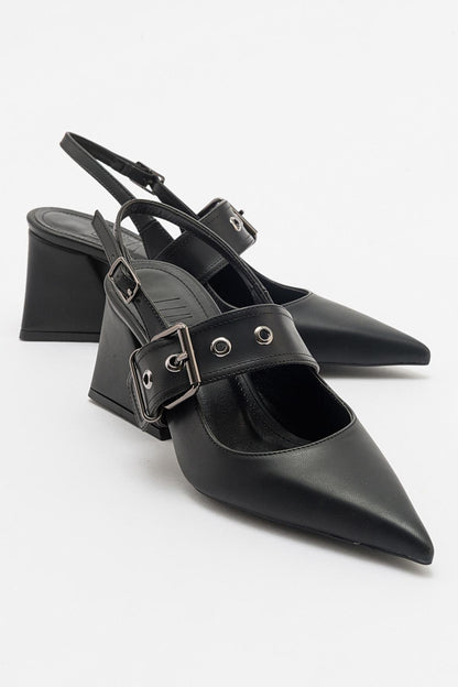 Nepido - Zapatos de tacón de bloque con punta en pico negros (Mujer)