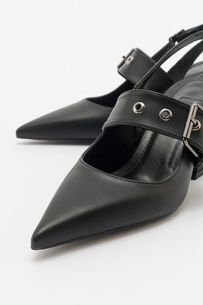 Nepido - Zapatos de tacón de bloque con punta en pico negros (Mujer)