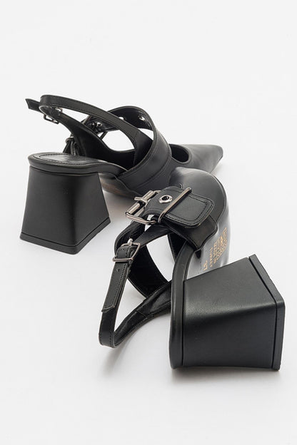 Nepido - Zapatos de tacón de bloque con punta en pico negros (Mujer)