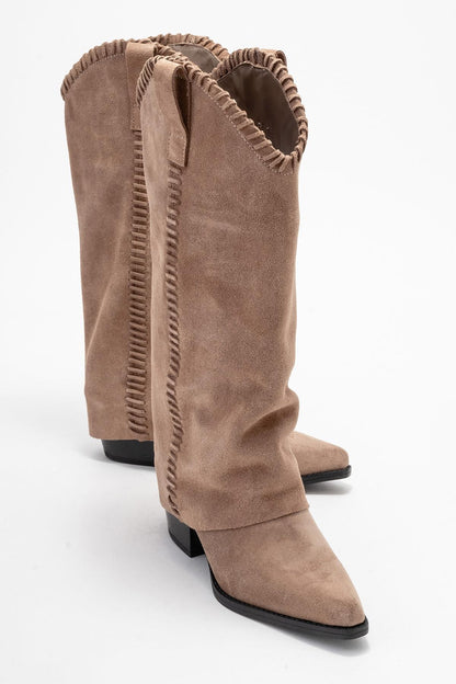 Tyler - Bota Western de Ante Color Mocha (Mujer)