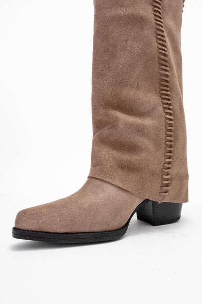 Tyler - Bota Western de Ante Color Mocha (Mujer)