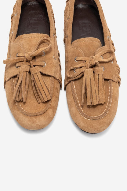 Fenora - Mocasín con Borlas de Ante Color Coñac (Mujer)