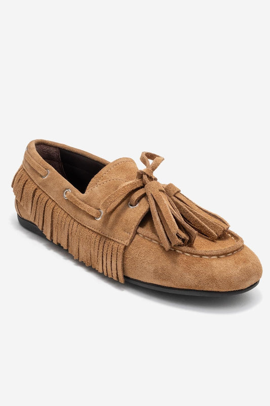 Fenora - Mocasín con Borlas de Ante Color Coñac (Mujer)