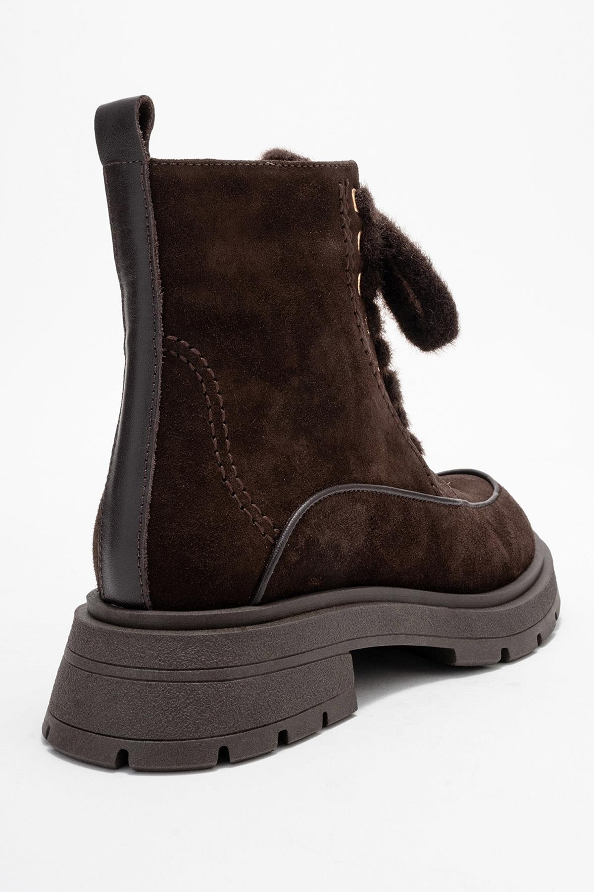 Mina - Bota de combate de cuero marrón (Mujer)