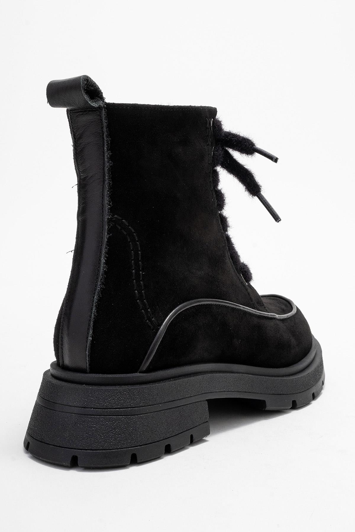 Mina - Bota de combate de cuero negro (Mujer)