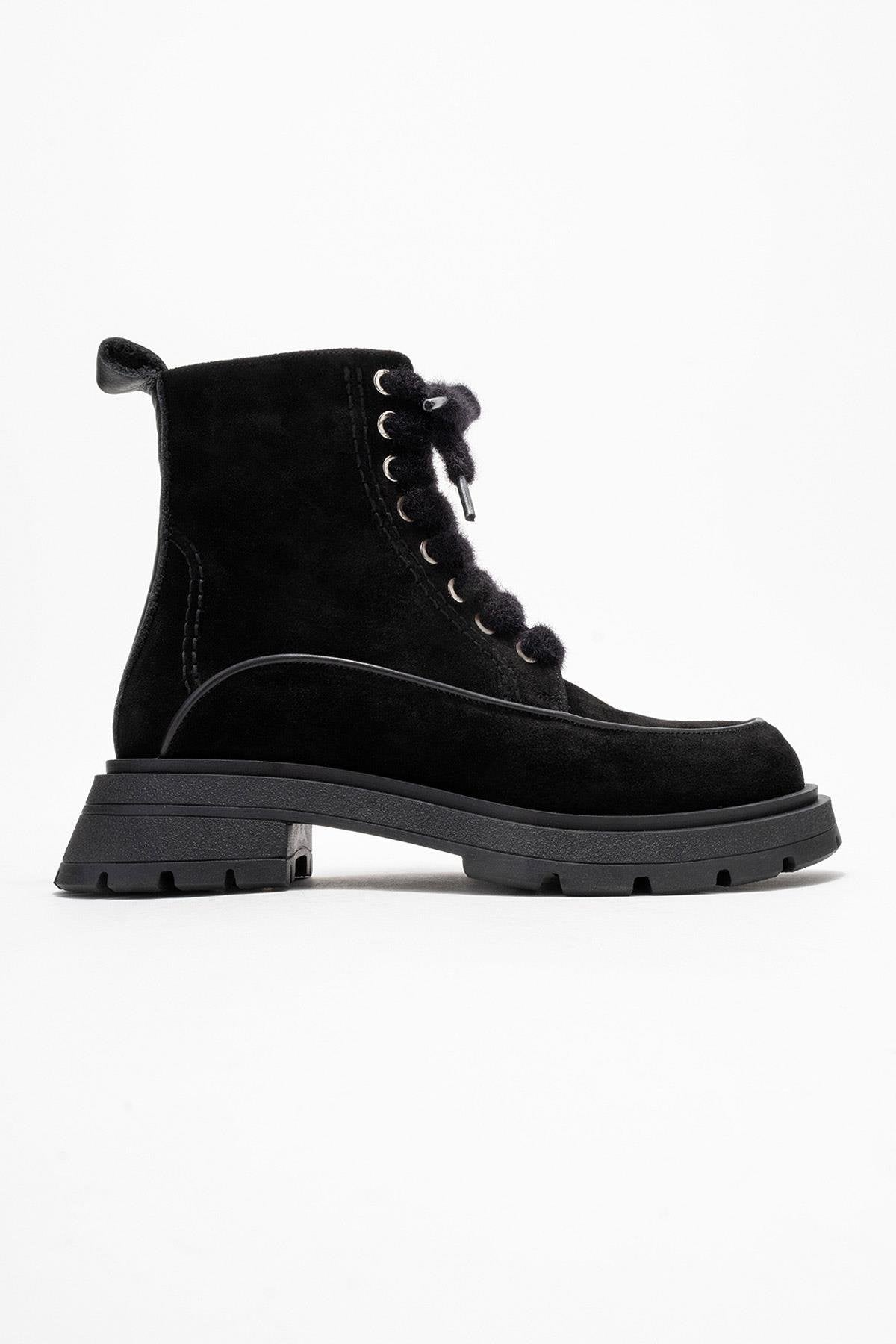 Mina - Bota de combate de cuero negro (Mujer)