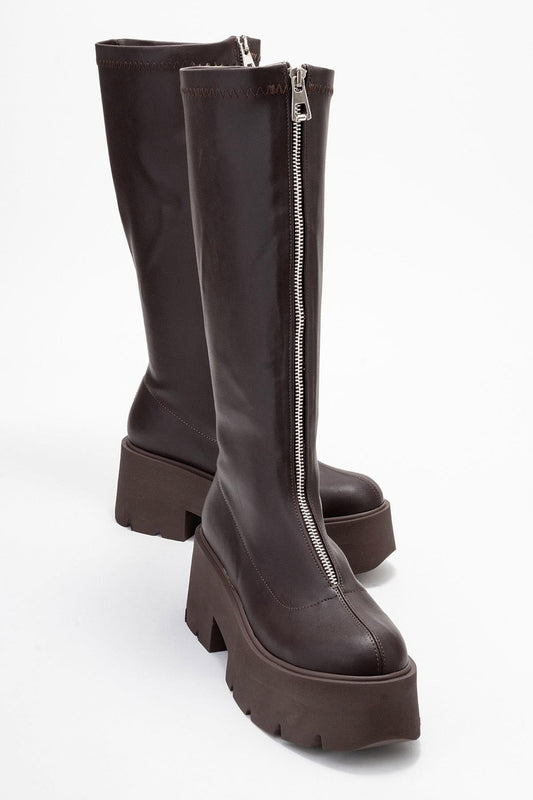 Amaronte - Brown Stretch Thick Sole Boot (Women)