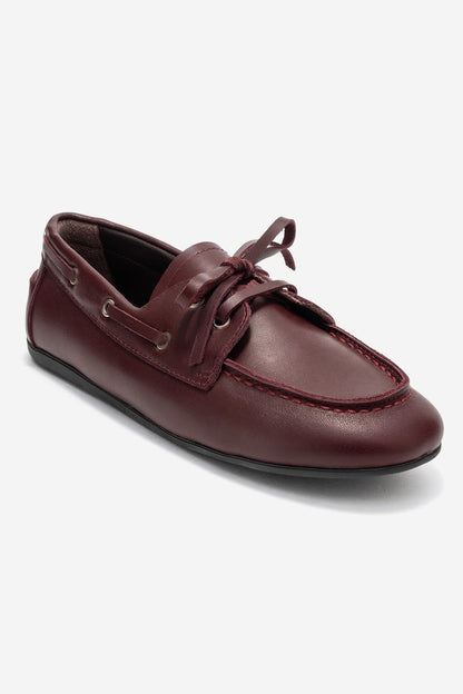 Serelis - Mocasín con Cordones de Cuero Color Borgoña (Mujer)