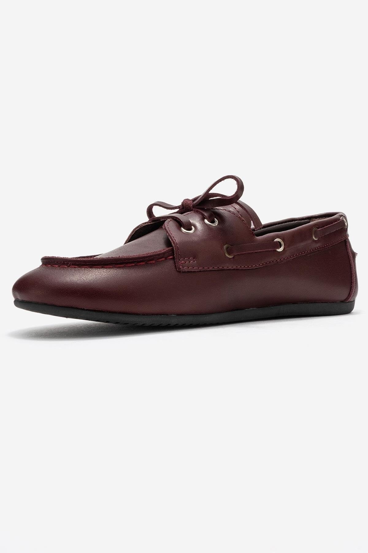Serelis - Mocasín con Cordones de Cuero Color Borgoña (Mujer)