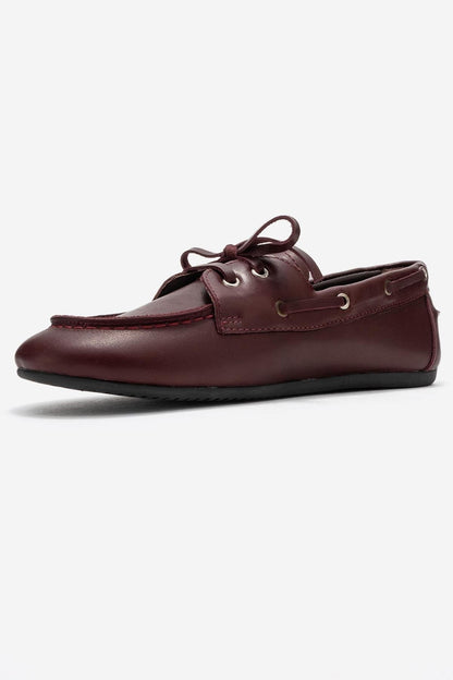 Serelis - Mocasín con Cordones de Cuero Color Borgoña (Mujer)