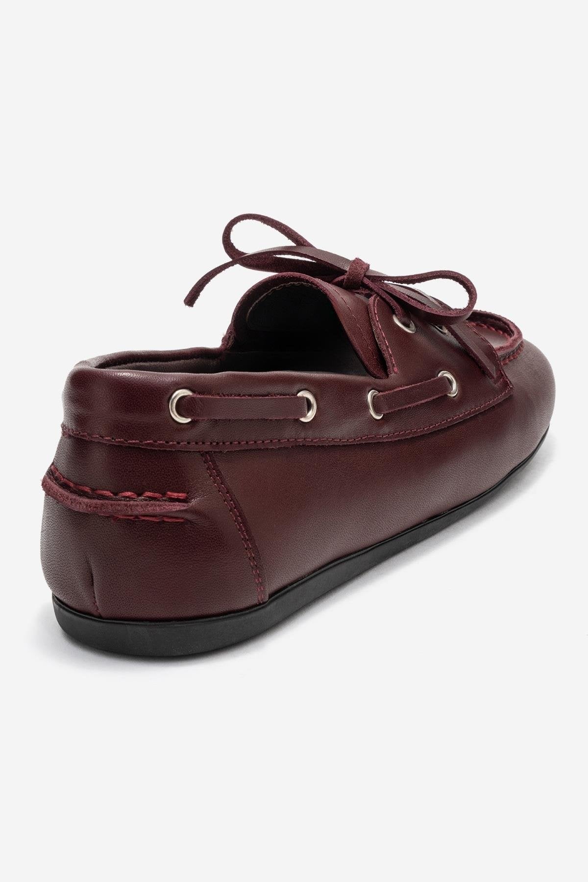 Serelis - Mocasín con Cordones de Cuero Color Borgoña (Mujer)