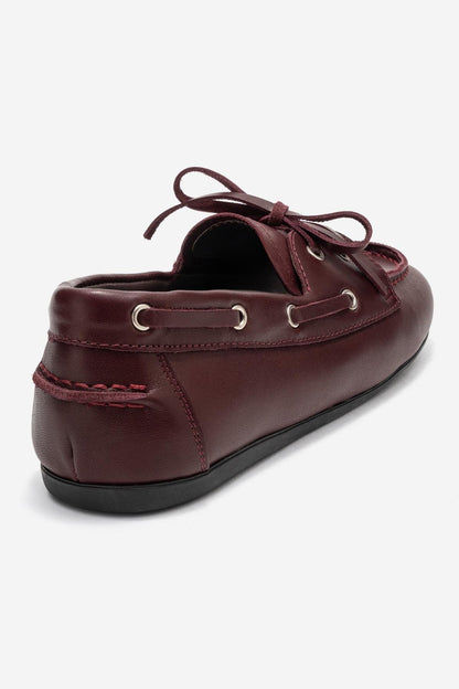 Serelis - Mocasín con Cordones de Cuero Color Borgoña (Mujer)