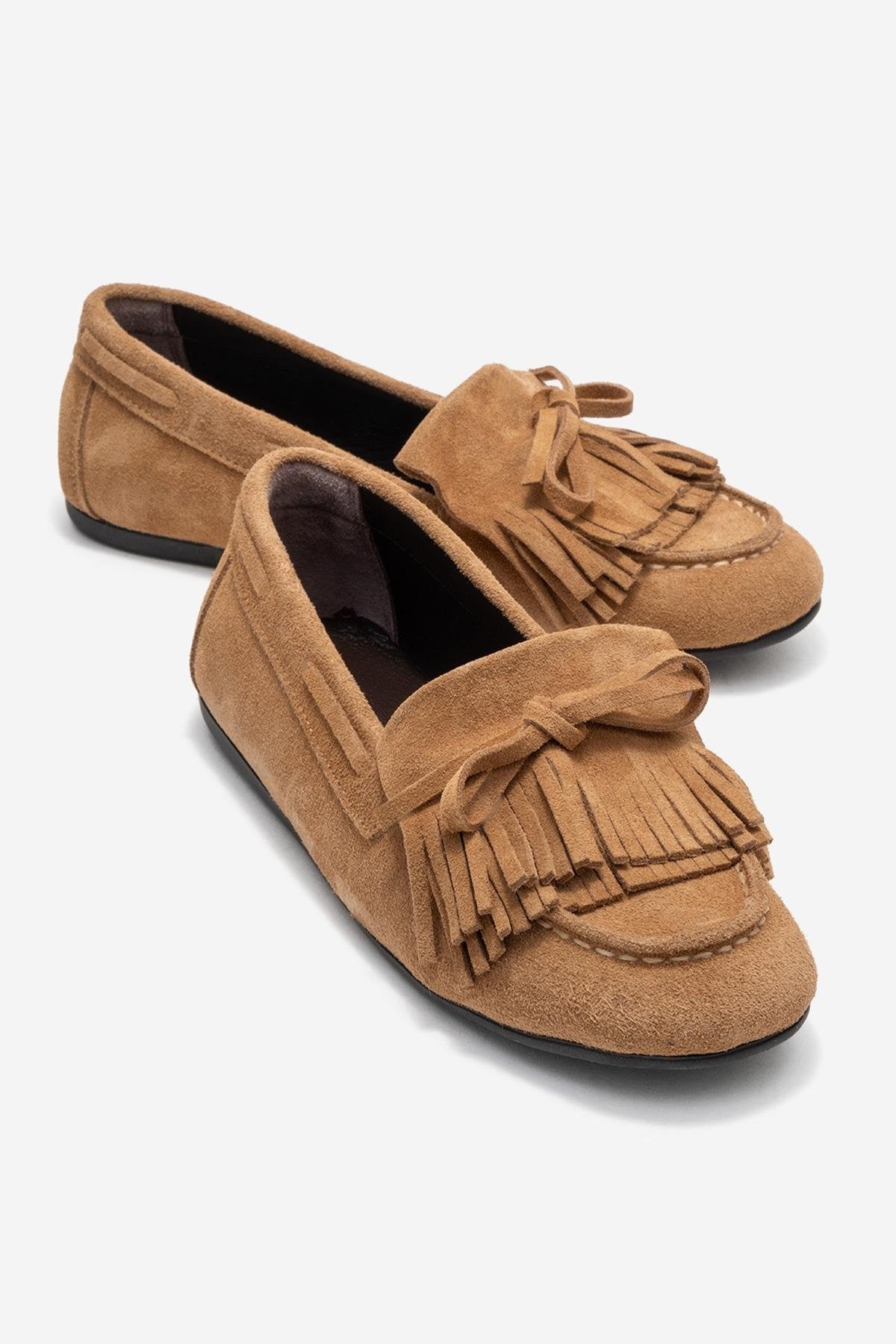 Axeli - Mocasín de borlas de cuero de gamuza coñac (Mujer)
