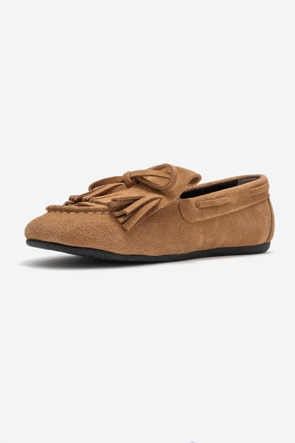 Axeli - Mocasín de borlas de cuero de gamuza coñac (Mujer)