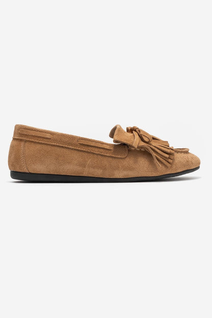 Axeli - Mocasín de borlas de cuero de gamuza coñac (Mujer)