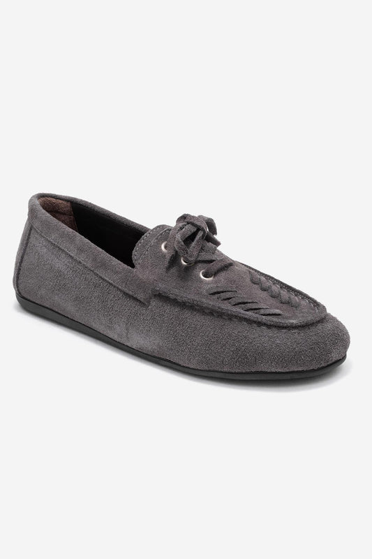 Lorven - Mocasines de Cordones de Ante Gris (Mujer)