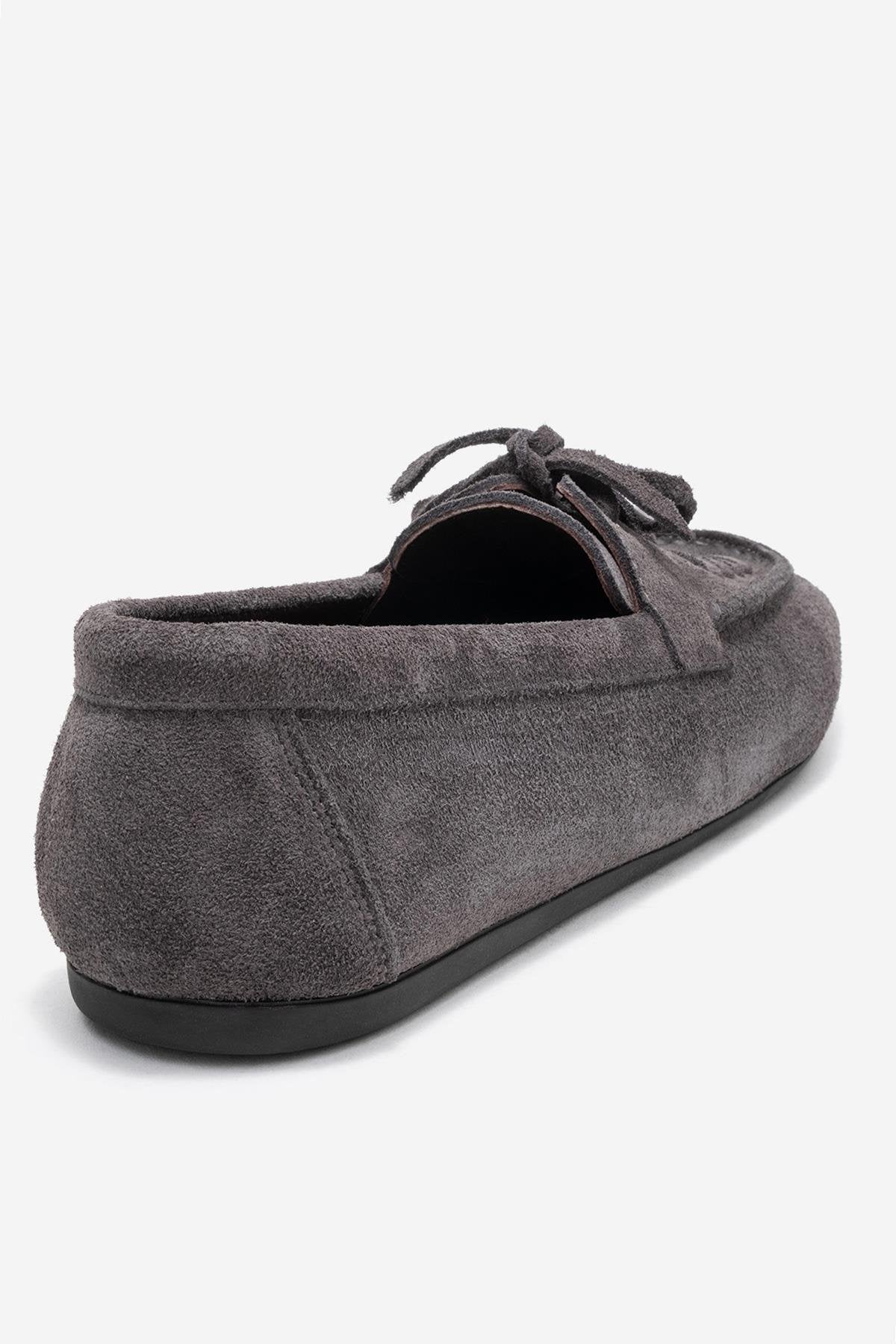 Lorven - Mocasines de Cordones de Ante Gris (Mujer)