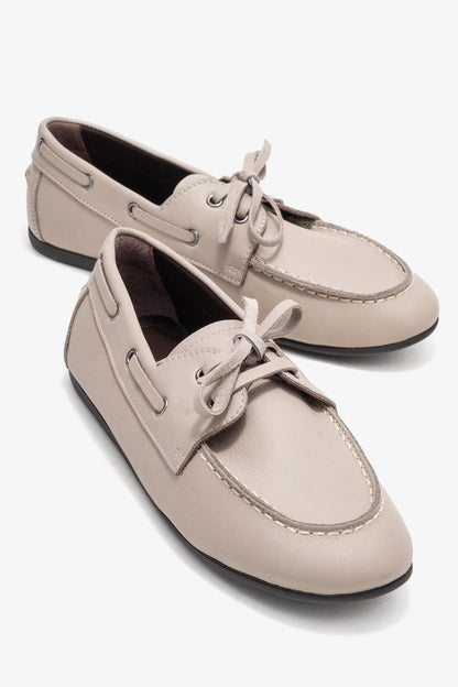 Serelis - Mocasín de cuero beige claro con cordones (Mujer)