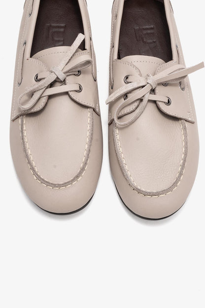 Serelis - Mocasín de cuero beige claro con cordones (Mujer)