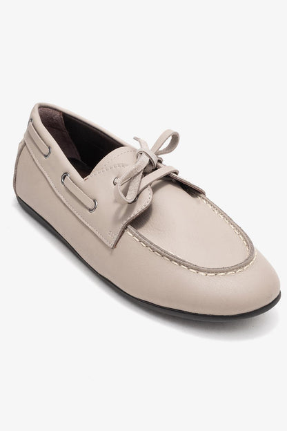 Serelis - Mocasín de cuero beige claro con cordones (Mujer)