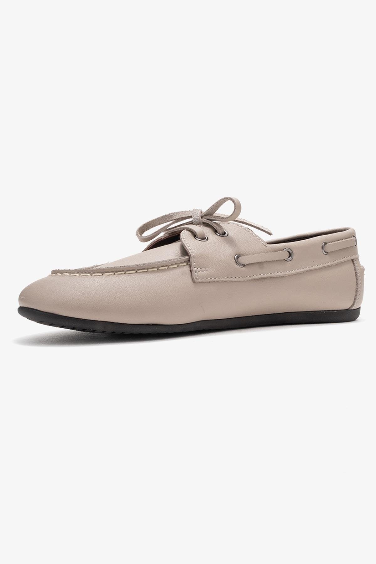 Serelis - Mocasín de cuero beige claro con cordones (Mujer)