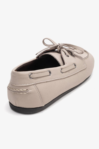 Serelis - Mocasín de cuero beige claro con cordones (Mujer)