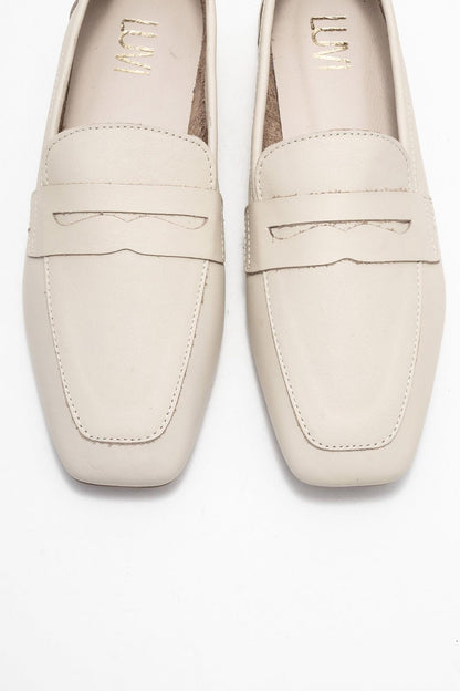 Morne - Zapato mocasín de cuero genuino beige crudo (mujer)