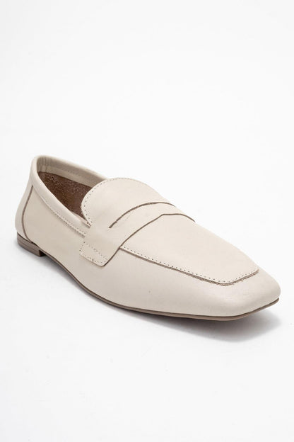 Morne - Zapato mocasín de cuero genuino beige crudo (mujer)