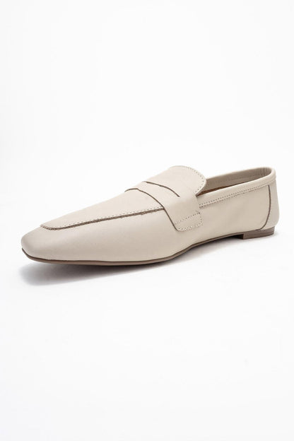 Morne - Zapato mocasín de cuero genuino beige crudo (mujer)