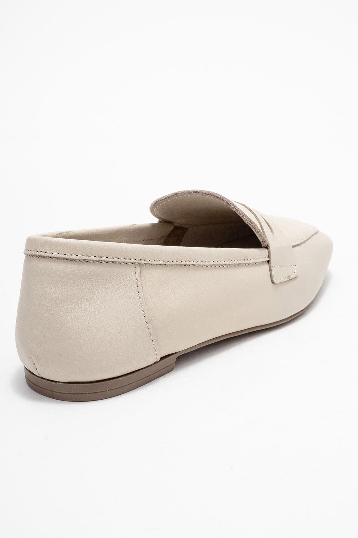 Morne - Zapato mocasín de cuero genuino beige crudo (mujer)