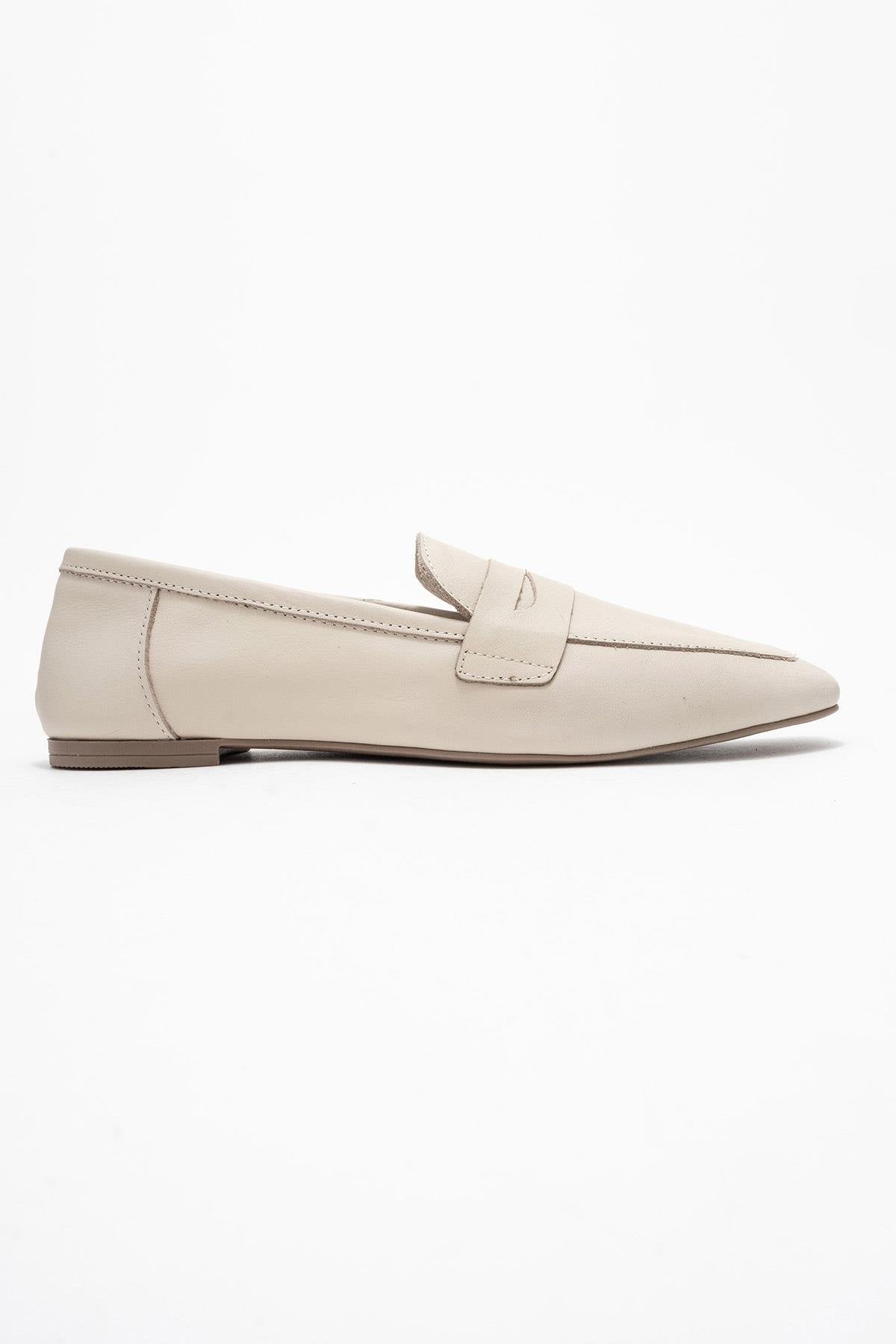 Morne - Zapato mocasín de cuero genuino beige crudo (mujer)