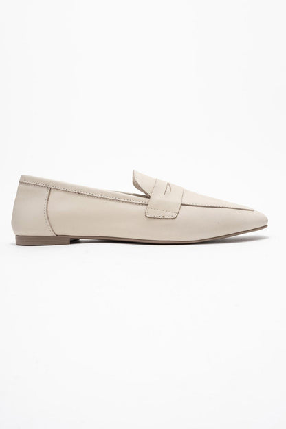 Morne - Zapato mocasín de cuero genuino beige crudo (mujer)
