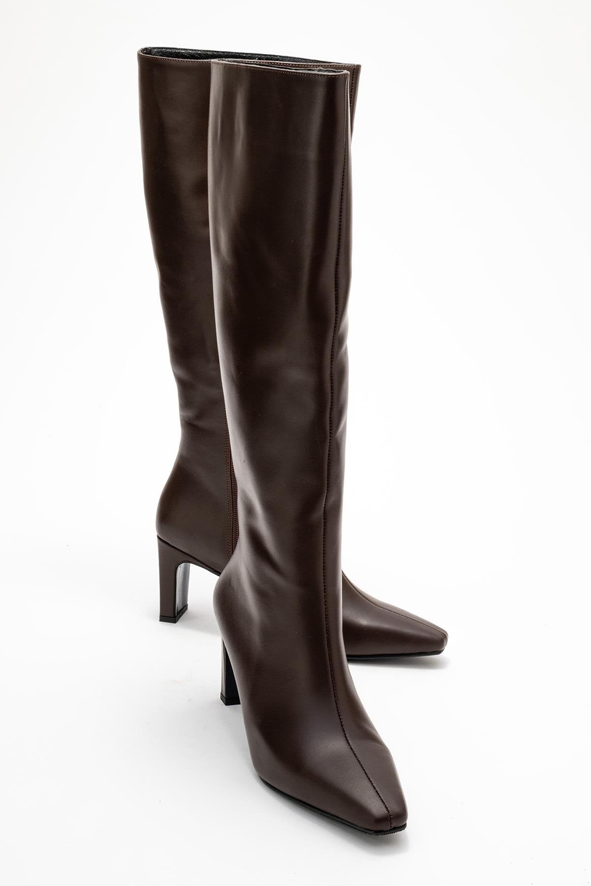 Lume - Bota Alta de Cuero Marrón hasta la Rodilla (Mujer)