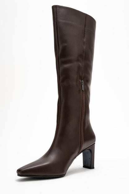 Lume - Bota Alta de Cuero Marrón hasta la Rodilla (Mujer)