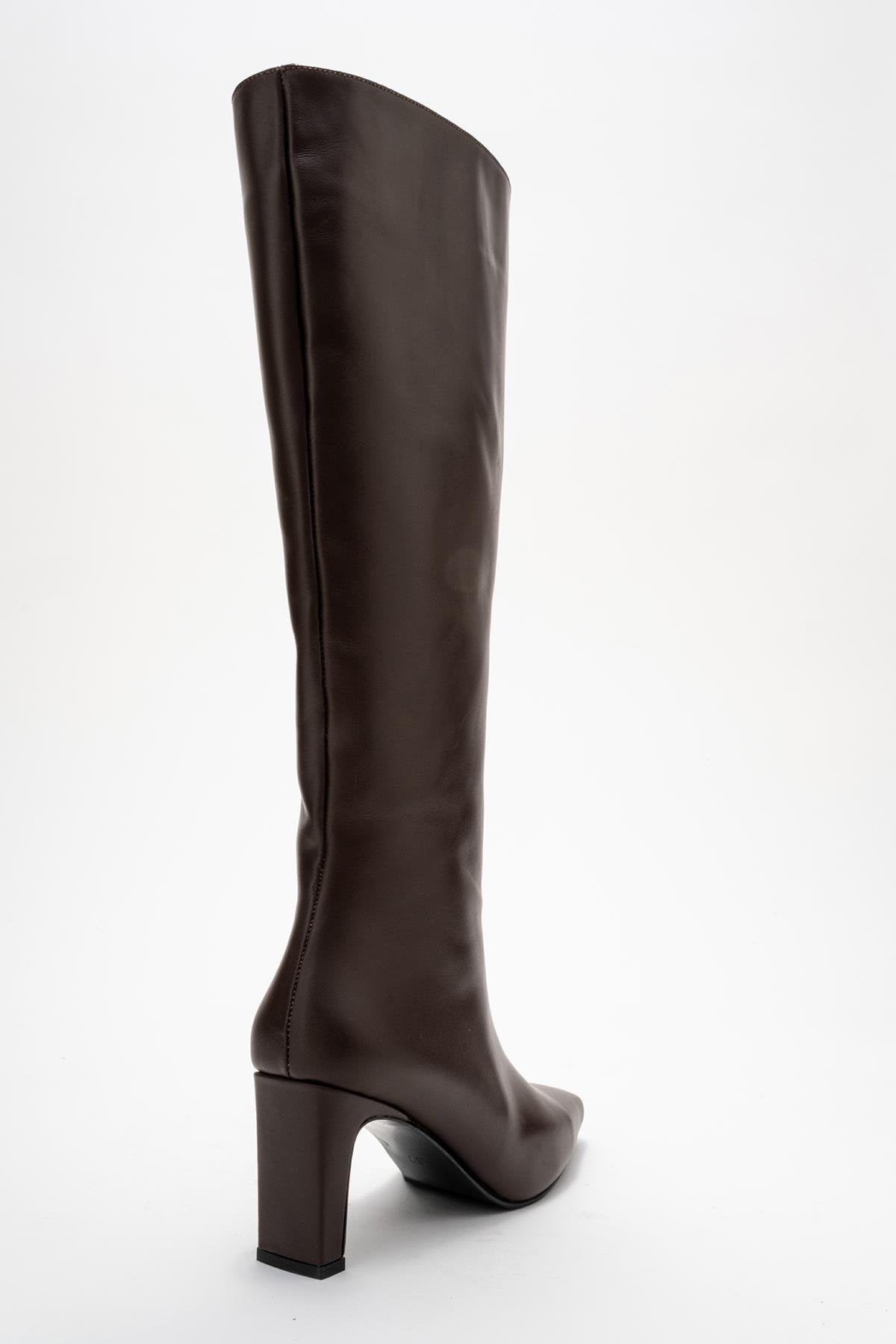 Lume - Bota Alta de Cuero Marrón hasta la Rodilla (Mujer)