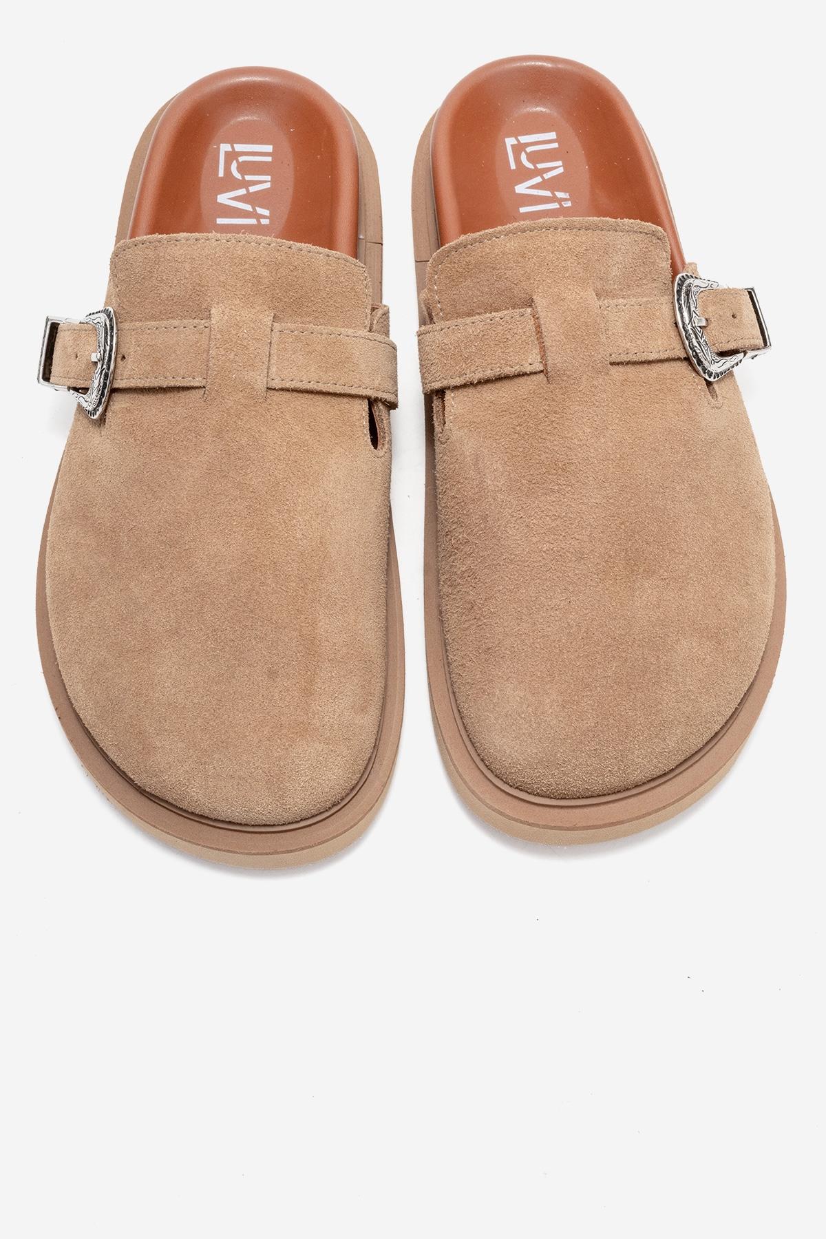 Vesta - Mules de ante color coñac (mujer)