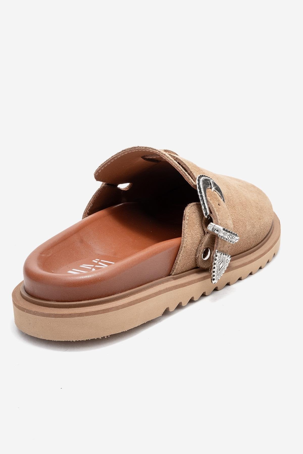 Vesta - Mules de ante color coñac (mujer)