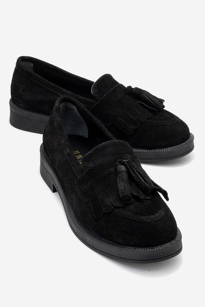 Milly - Mocasines de borla de cuero negro